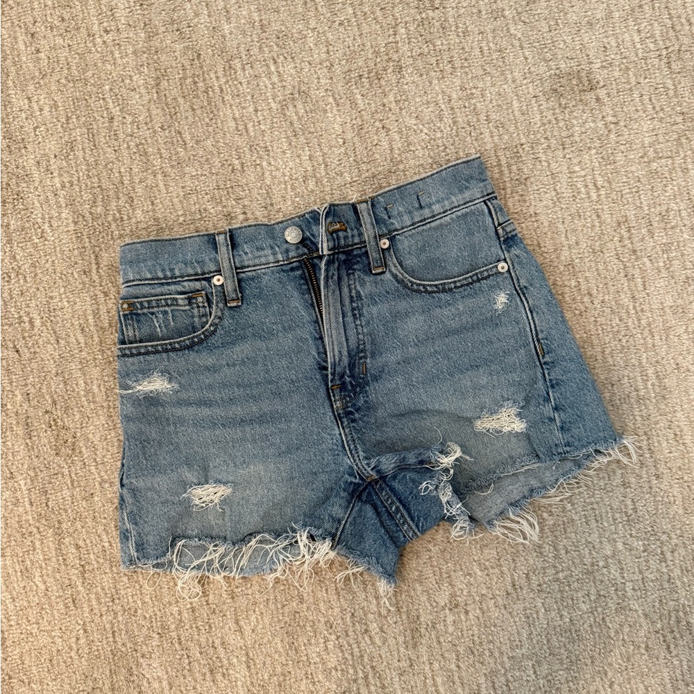 Madewell Blue Distressed Perfect Jean Short